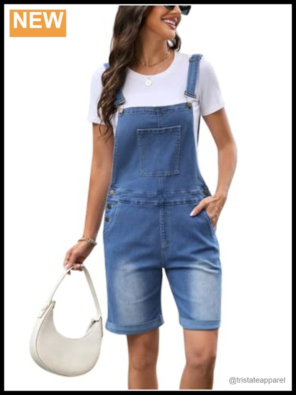 LONGBIDA Women's Overalls Shorts Bib Jean Denim Shortalls Loose Fit